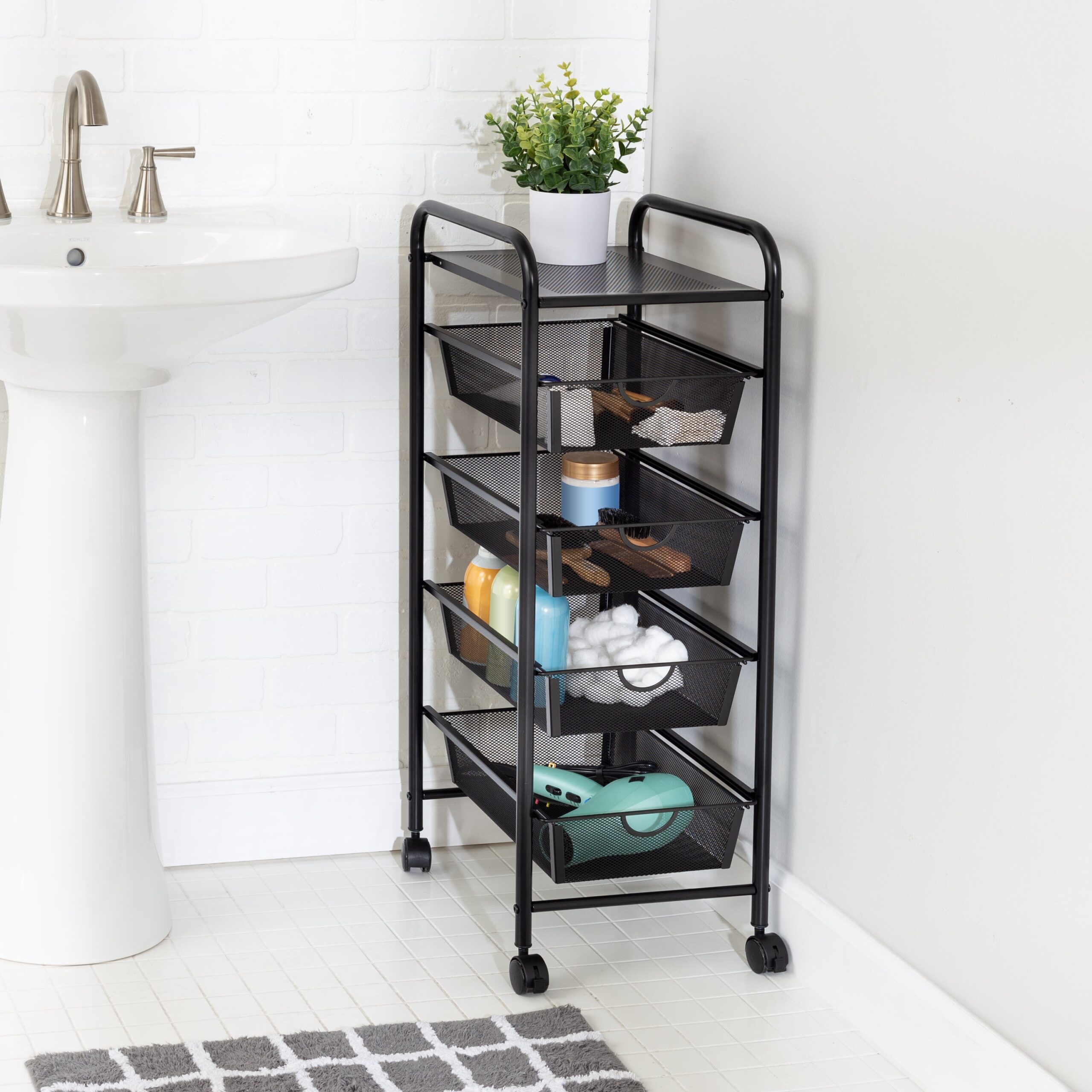 black 4 drawer mesh rolling storage cart black 4 drawer mesh rolling storage cart