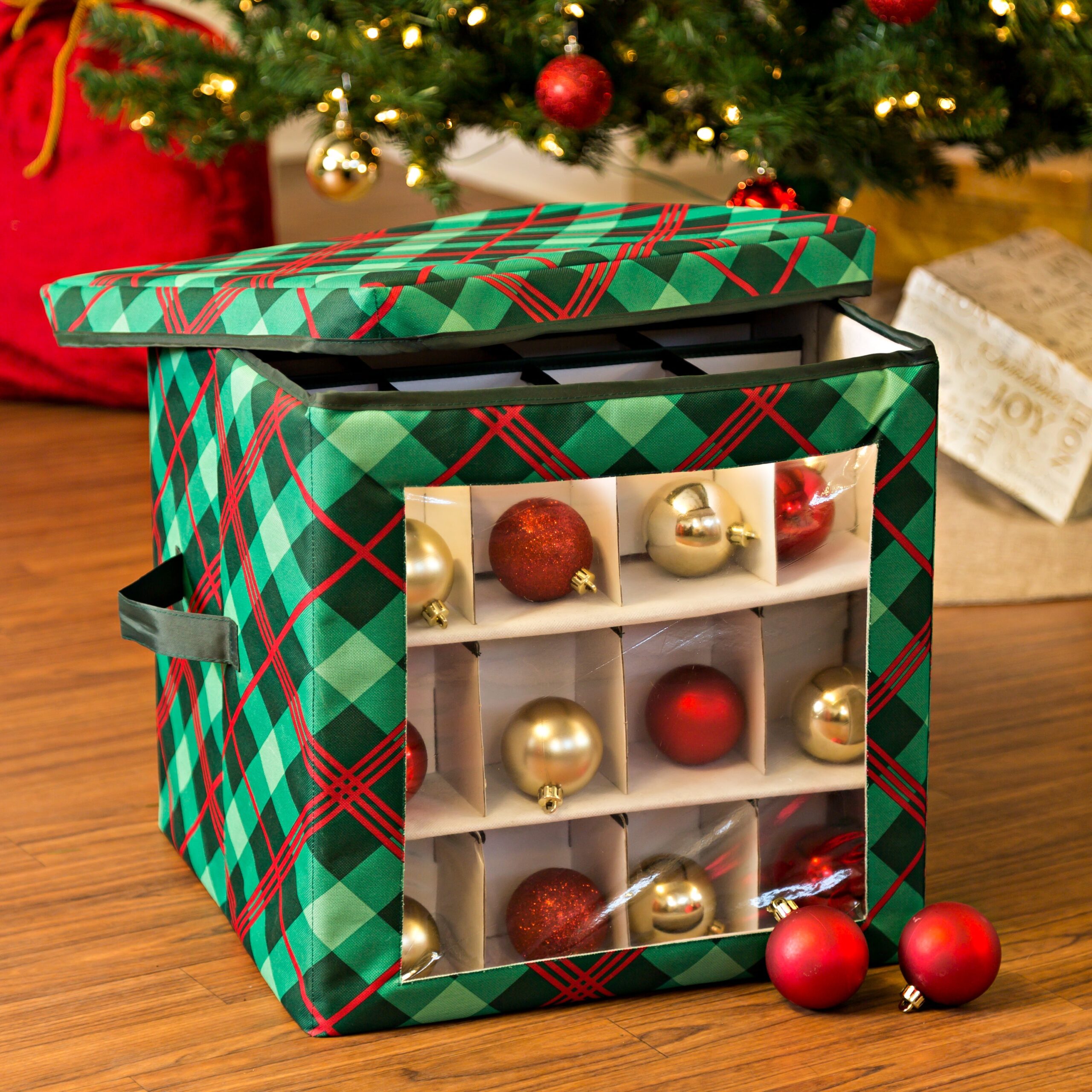 green plaid 48 ornament storage box green plaid 48 ornament storage box