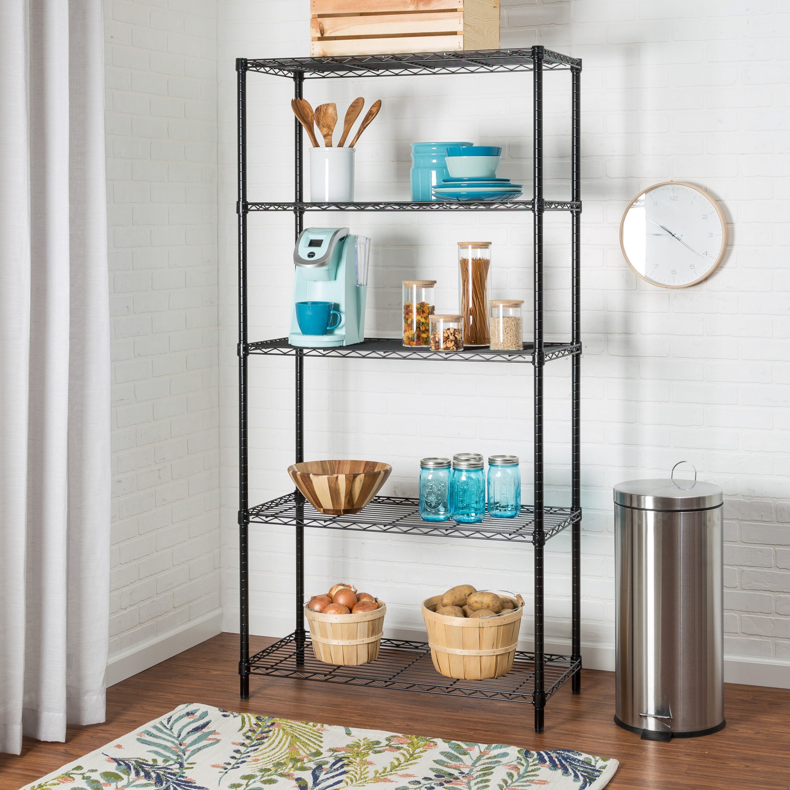 black 5 tier heavy duty shelving unit with 350 lb shelf capacity black 5 tier heavy duty shelving unit with 350 lb shelf capacity