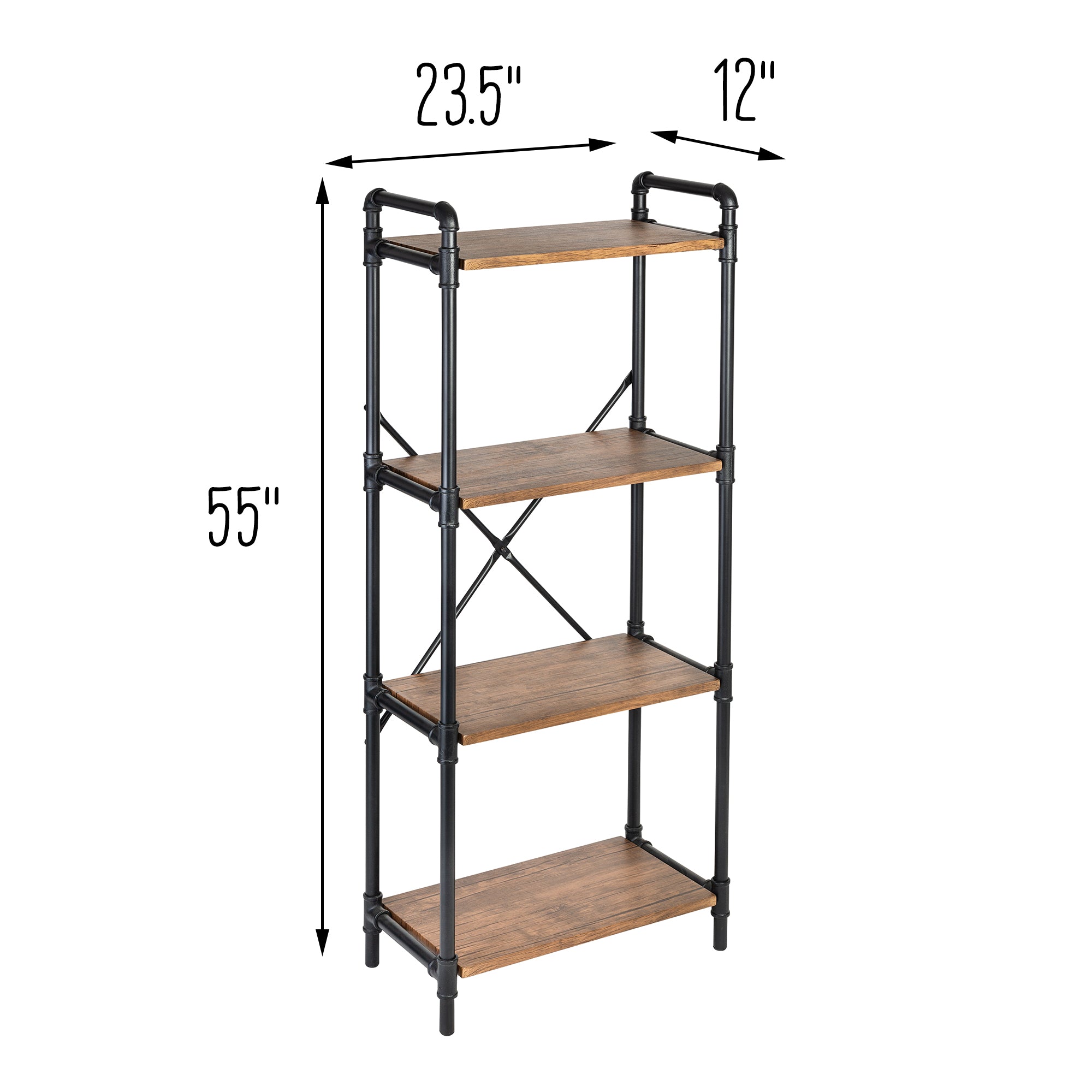 black/brown 4 tier industrial bookshelf black/brown 4 tier industrial bookshelf