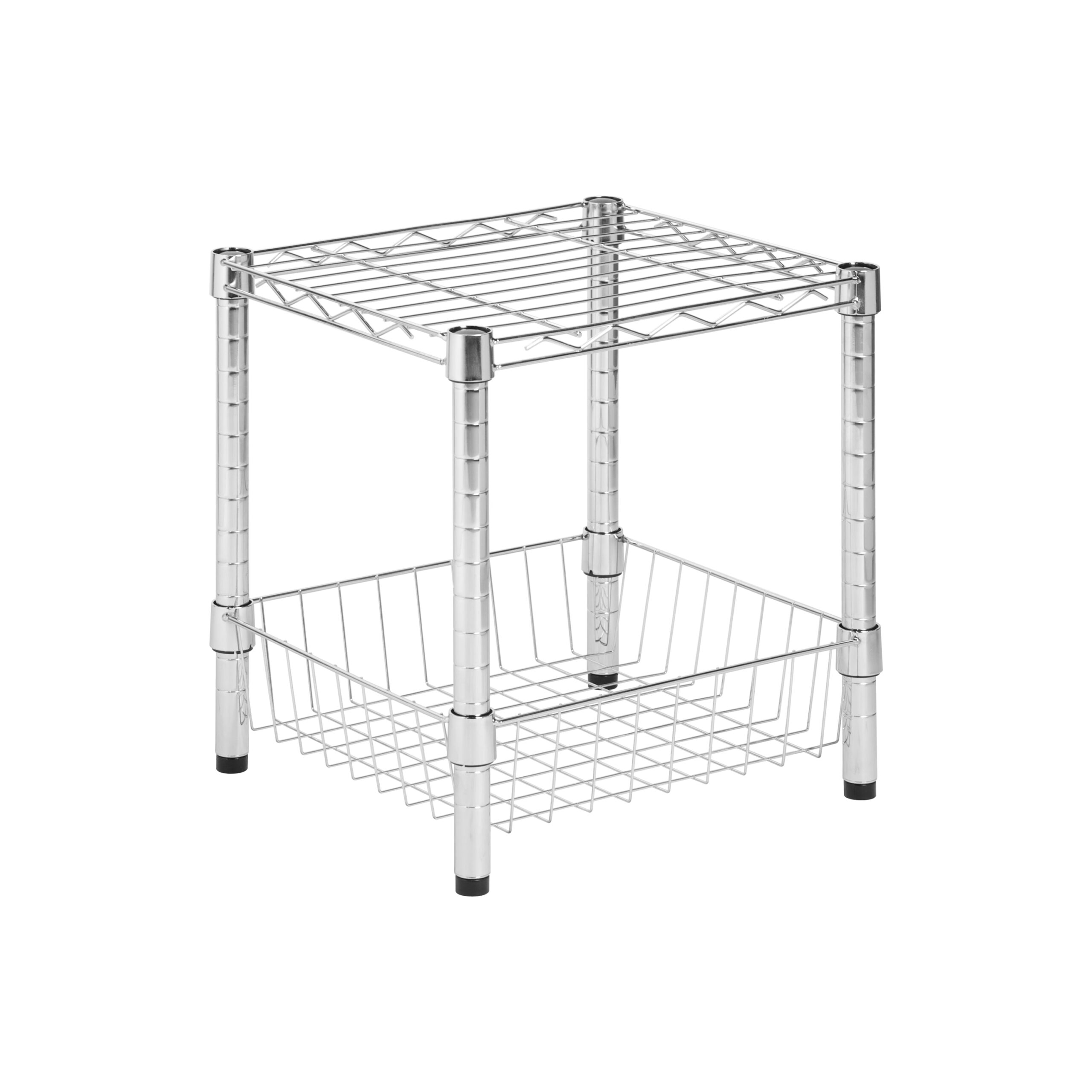 chrome small wire table with basket chrome small wire table with basket