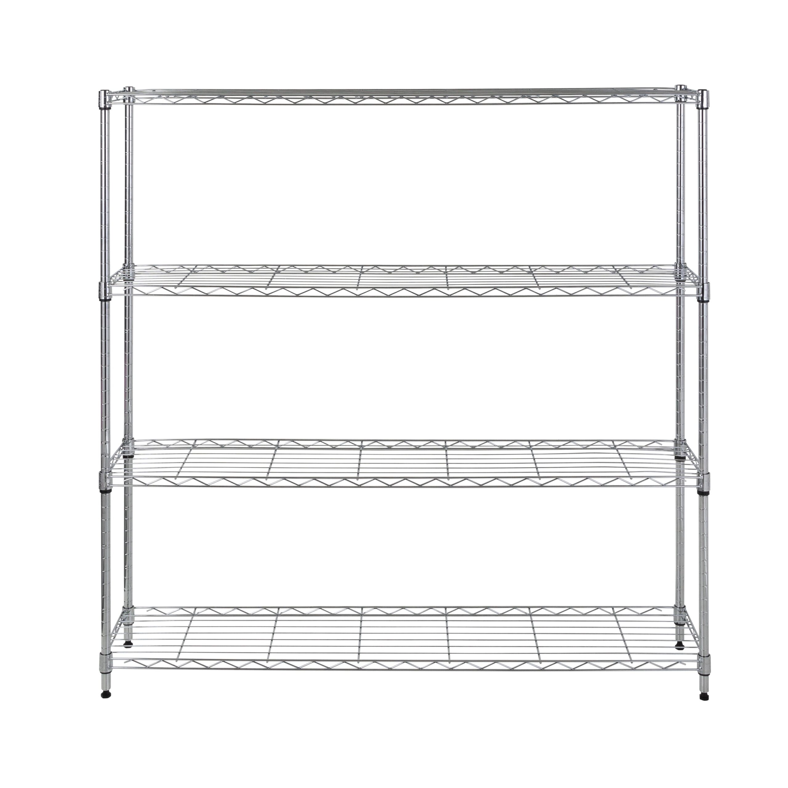 chrome steel 4 tier slim profile wide shelving unit chrome steel 4 tier slim profile wide shelving unit