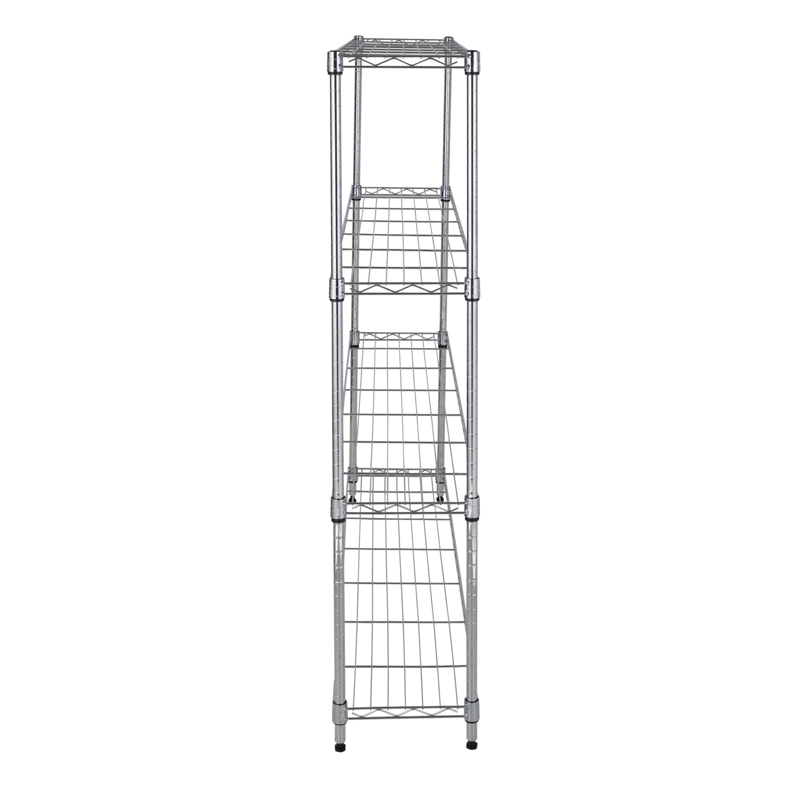 chrome steel 4 tier slim profile wide shelving unit chrome steel 4 tier slim profile wide shelving unit