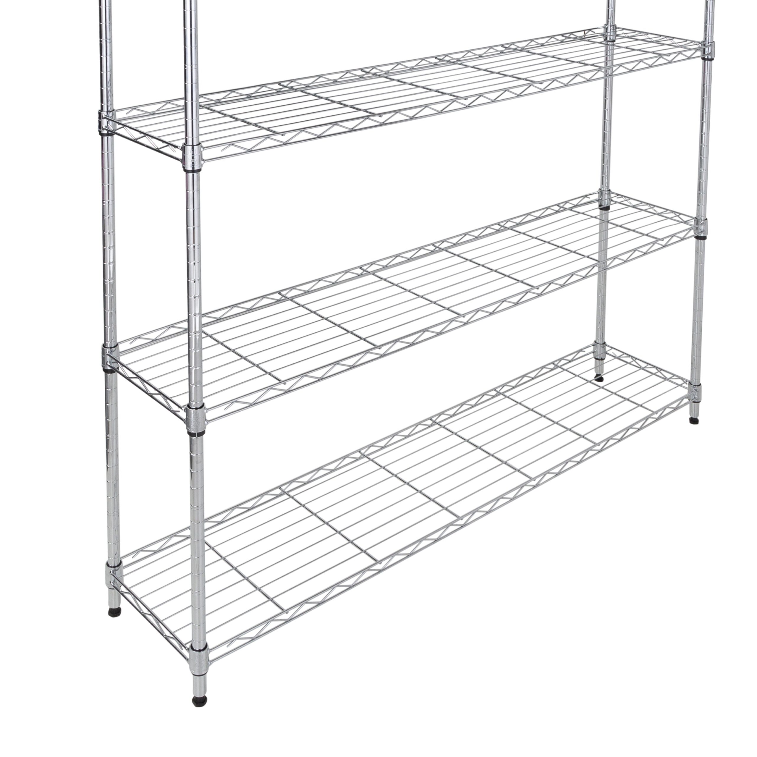 chrome steel 4 tier slim profile wide shelving unit chrome steel 4 tier slim profile wide shelving unit